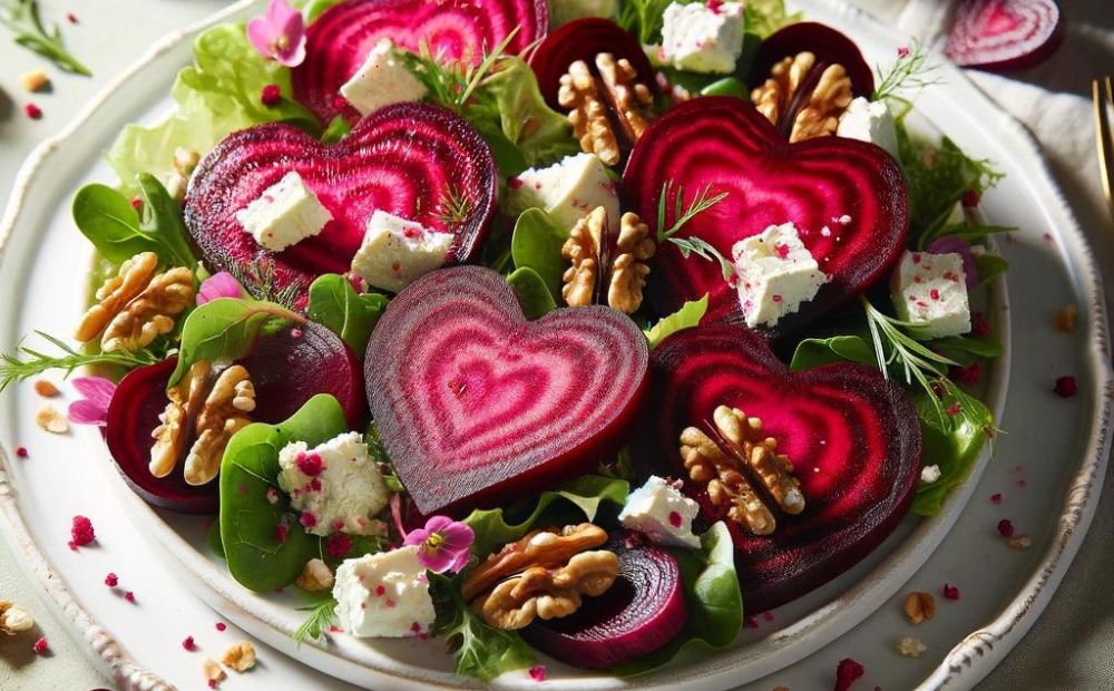 Heart-Shaped Beetroot and Goat Cheese Salad